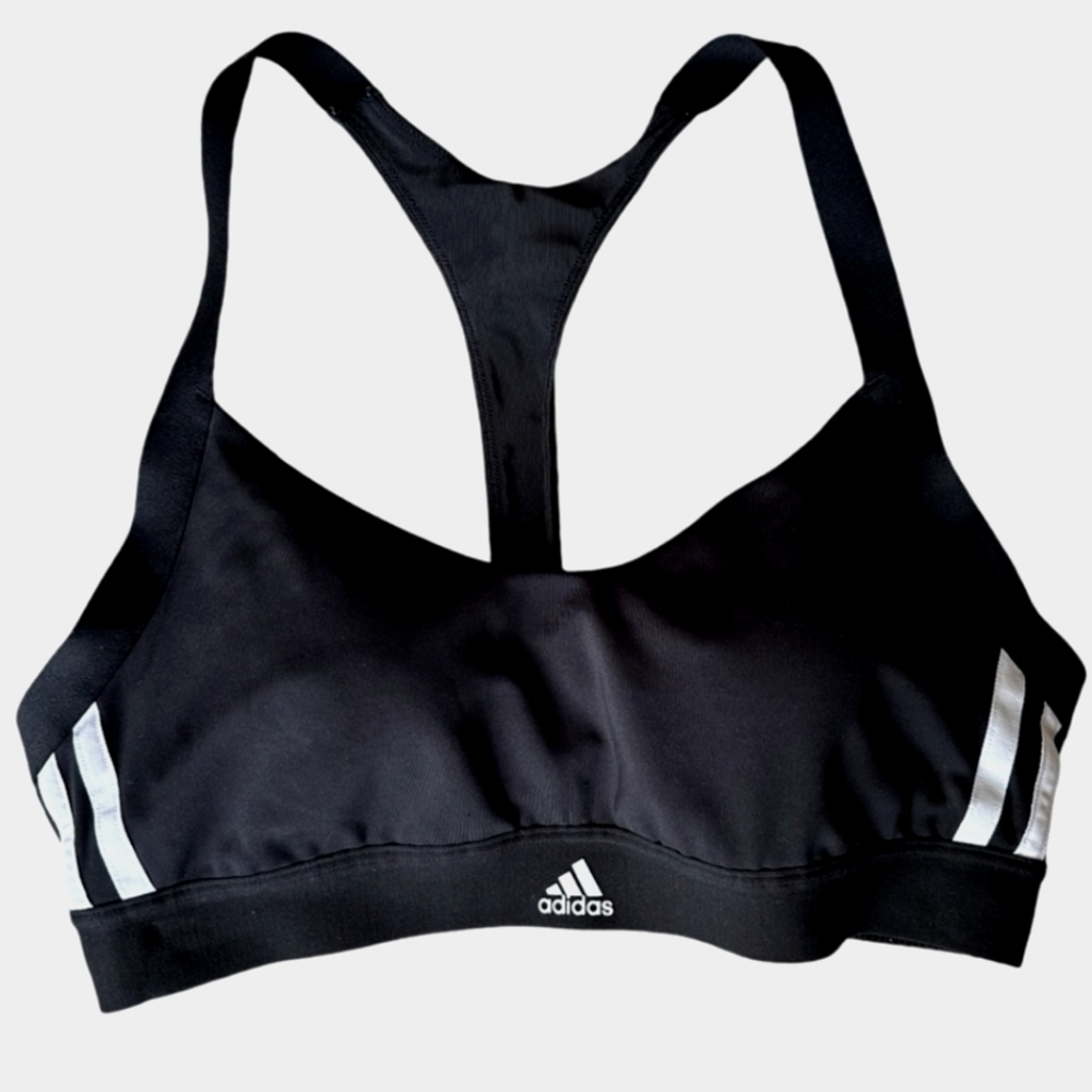 Adidas Racerback Black And White Sports Bra - Picture 1 of 4